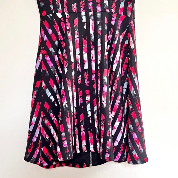 NWOT Forever 21 XS Floral Striped Front Zipper A-line Dress - Picture 10 of 11